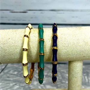 Stella & Dot set of three bangles. White, blue and green.